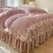 Winter Princess Single Piece Milk Coral Fleece Style Sheet Quilted Thickened Cover With Edge Bed Skirt_maomaolike.com