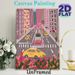 New York City Street Painting Poster, Vibrant Whimsical Urban Scene Poster, Charming Cityscape With Yellow Taxis And Pink Blooms, Suitable For Living_maomaolike.com