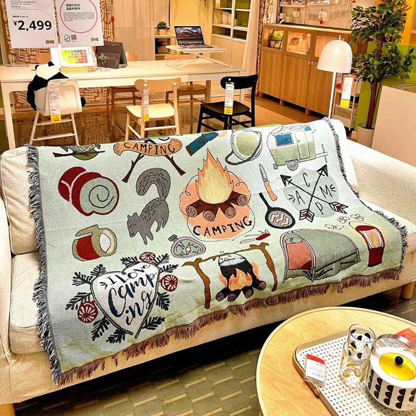 Camping Torch Nap Single Sofa Seat Cover Blanket Bedroom Decorative Wall Cloth Cotton Thread Tapestry_maomaolike.com