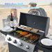 Propane Gas Grill 4 Burner Barbecue Grill, Stainless Steel 34,000 BTU Patio Garden Barbecue Grill With Two Shelves, Lid, Wheels And Bottle Opener_maomaolike.com