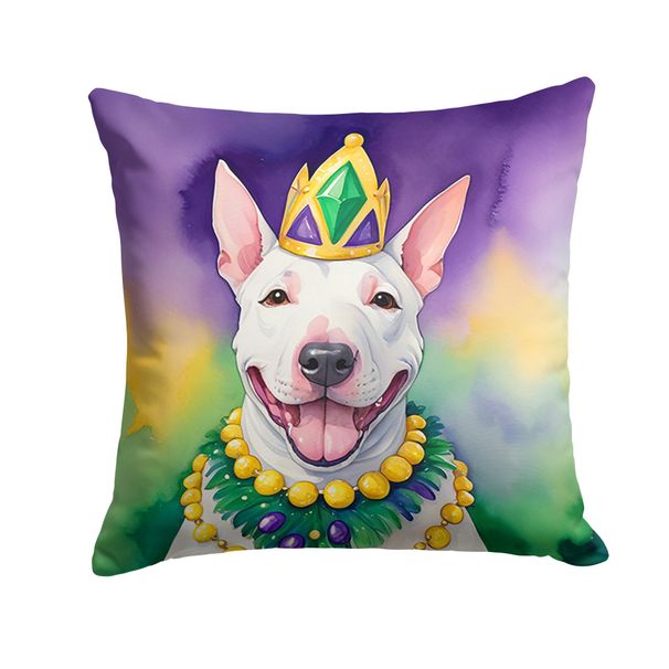 English Bull Terrier King Of Mardi Gras Throw Pillow Machine Washable, Indoor Outdoor Decorative Pillow For Couch, Bed Or Patio, 14Hx14W_maomaolike.com
