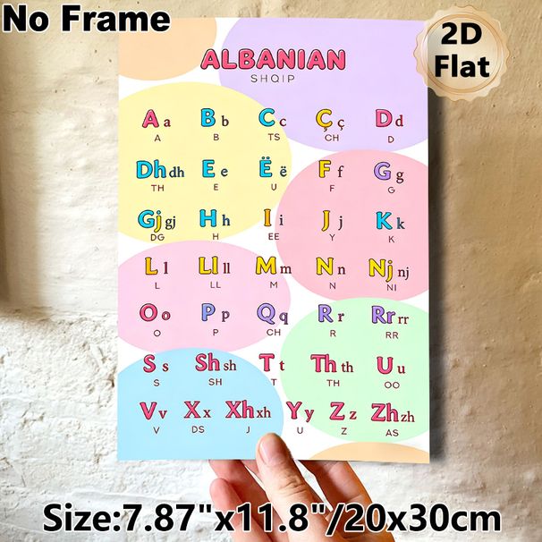 Albanian Alphabet Painting Poster, Vibrant Colorful Alphabet Chart Poster, Clear Letter Reference For Learning Albanian, Suitable For Language_maomaolike.com