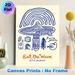 Surf Themed "Eat The Wave" Painting Poster, Playful Hand-drawn Cartoon Style Poster, Whimsical Design With Surf, UFO And Rainbow Elements, Ideal For_maomaolike.com