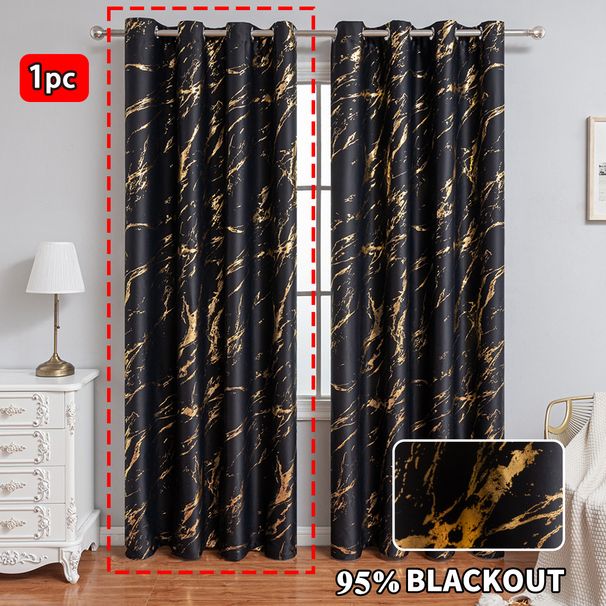 Gold And Silver Foil‑printed Marble‑pattern High‑precision Blackout Curtains With Perforations, Sun‑blocking For The Living Room_maomaolike.com