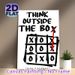 Think Outside The Box Themed Painting Poster, Minimalist Hand-drawn Tic-tac-toe Poster, Inspirational Design To Encourage Creative Thinking, Ideal For_maomaolike.com
