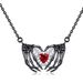 Gothic Punk Bat Wings And Heart-Shaped Resin Pendant Necklace - Dark Fantasy Style Alloy Chain, Halloween Gift For_maomaolike.com