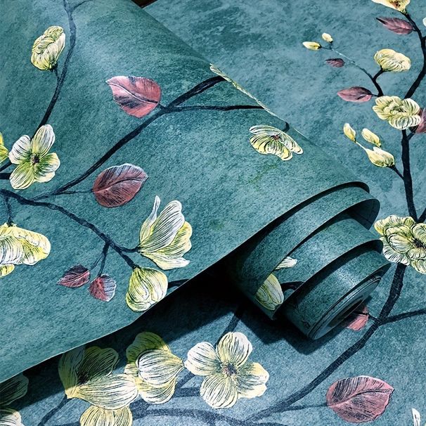 3D Printed Emerald Floral Wallpaper PVC Moisture-Proof Self-Adhesive Paper For Bedroom Living Room TV Background_maomaolike.com