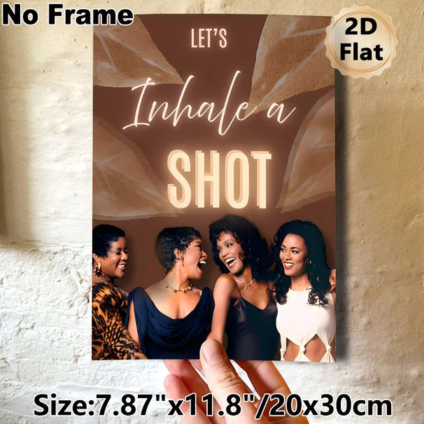 Joyful Girls' Gathering Painting Poster, Warm-toned Retro Style Poster, Playful "Let's Inhale A Shot" Design With Laughing Women, Ideal For Home Bar_maomaolike.com