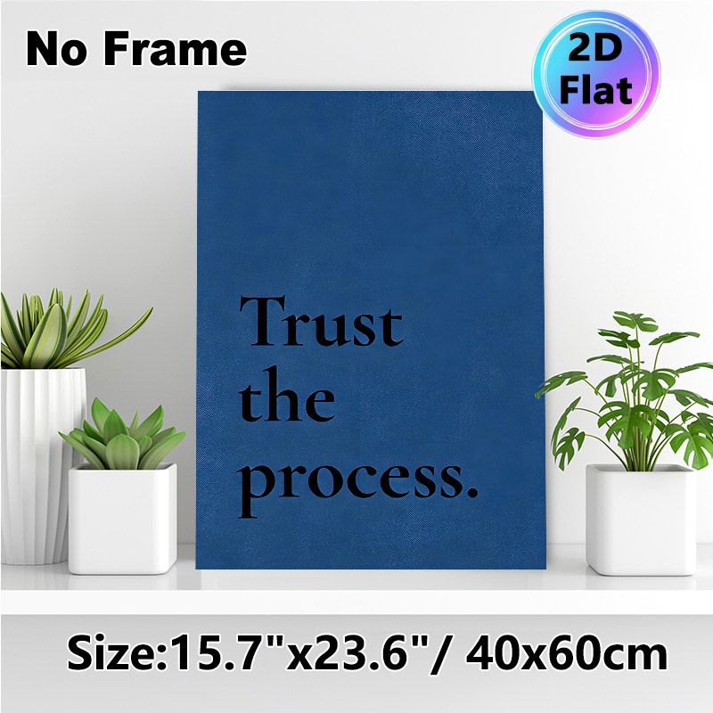 Trust The Process Inspirational Painting Poster, Minimalist Dark Blue Textual Poster, Motivational Wall Decor Ideal For Home Office, Living Room_maomaolike.com