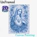 Immaculate Heart Of Mary Painting Poster, Delicate Monochrome Blue Religious Figure With Floral Accents Poster, Serene Spiritual Decor Ideal For Home_maomaolike.com