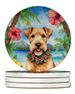 Lakeland Terrier Luau Large Sandstone Coasters Pack Of 4 Absorbent Round Coasters Decor Gifts For Men Or Women, 4 In, Multicolor_maomaolike.com