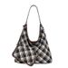 Retro Plaid For Women 2026 New Style Relaxed Large Capacity Tote Commuting Single Shoulder Underarm Bag_maomaolike.com