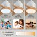 Ceiling Fan With Dimmable LED Light Remote Control,Quiet DC Motor 6 Speed Levels,Adjust Height 3 PCS Rod Reversible Ceiling Fan, For Patio Living Room, Bedroom, Office,Indoor.White Natural_maomaolike.com