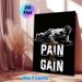 "No Pain No Gain" Fitness Painting Poster, Bold Monochrome Sketch Style Poster With Muscular Push-up Figure, Motivational Workout Decor Ideal For Gym_maomaolike.com