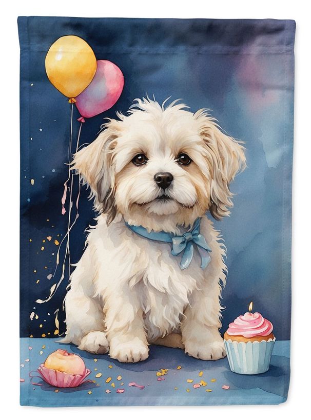 Coton De Tulear Happy Birthday House Flag Large Porch Sleeve Pole Decorative Outside Yard Banner Artwork Wall Hanging, Polyester, House Size, Multicolor_maomaolike.com