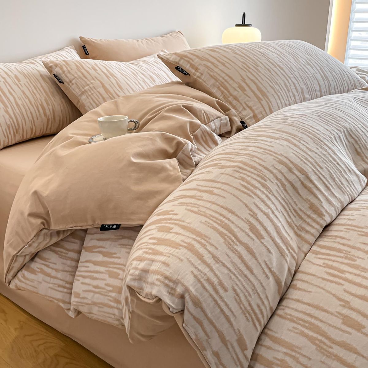 High-End Light Luxury Style All-Cotton Brushed Yarn-Dyed Jacquard Piece Set New Solid Color Four Seasons Super Soft Quilt Cover Be_maomaolike.com