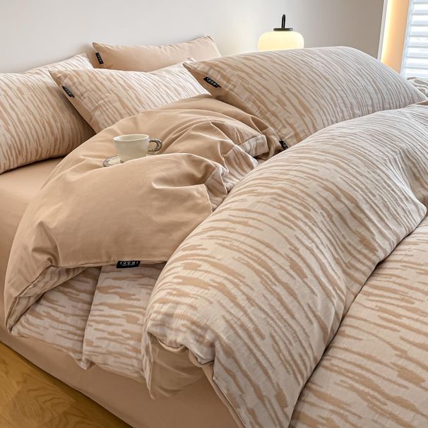High-End Light Luxury Style All-Cotton Brushed Yarn-Dyed Jacquard Piece Set New Solid Color Four Seasons Super Soft Quilt Cover Be_maomaolike.com