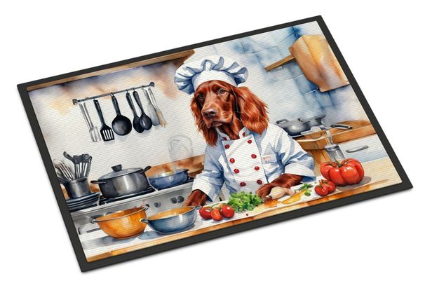 Irish Setter The Chef Doormat Front Door Mat Indoor Outdoor Rugs For Entryway, Non Slip Washable Low Pile, 24H X 36W_maomaolike.com