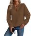 Women's Clothing solid color deep V neck splicing long sleeved women's casual sweatshirt_maomaolike.com