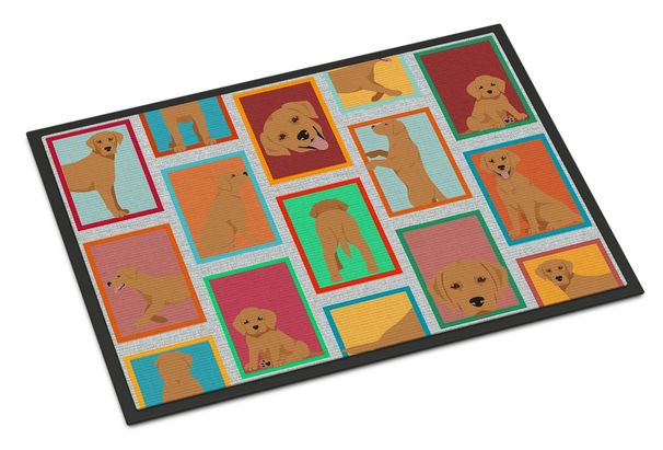 Lots Of Red Fox Labrador Retriever Doormat Front Door Mat Indoor Outdoor Rugs For Entryway, Non Slip Washable Low Pile, 24H X 36W_maomaolike.com