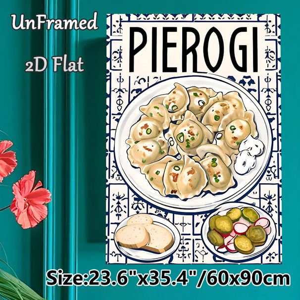 Pierogi Themed Painting Poster, Vintage Illustrated Polish Cuisine Scene Poster, Appetizing Traditional Food Display, Ideal For Kitchen And Dining_maomaolike.com