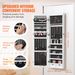VEVOR Mirror Jewelry Cabinet 47.05in Lockable Wall Or Door Mounted Armoire White_maomaolike.com
