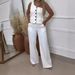 Women's Clothing Solid Color Off-shoulder Single-breasted Sleeveless Casual Professional Suit Set_maomaolike.com