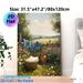 Rustic Countryside Laundry Scene Painting Poster, Warm-toned Impressionist-style Poster, Cozy Pastoral Design With Sunlit Yard, Denim Jackets_maomaolike.com