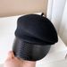 Hot Sale High quality fashion leather brim beret Australian wool newsboy British knight hat Women's street cap_maomaolike.com