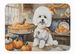 Bichon Frise Fall Kitchen Pumpkins Memory Foam Kitchen Mat Machine Washable Anti-Fatigue Mat Cushion Comfort Bath Mat Or Kitchen Rug_maomaolike.com
