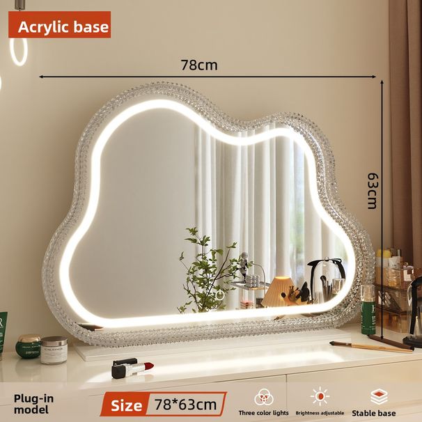 LED Lighted Makeup Home Desktop HD Vanity Table Large Ins Style Fill Light Mirror For Bedroom_maomaolike.com