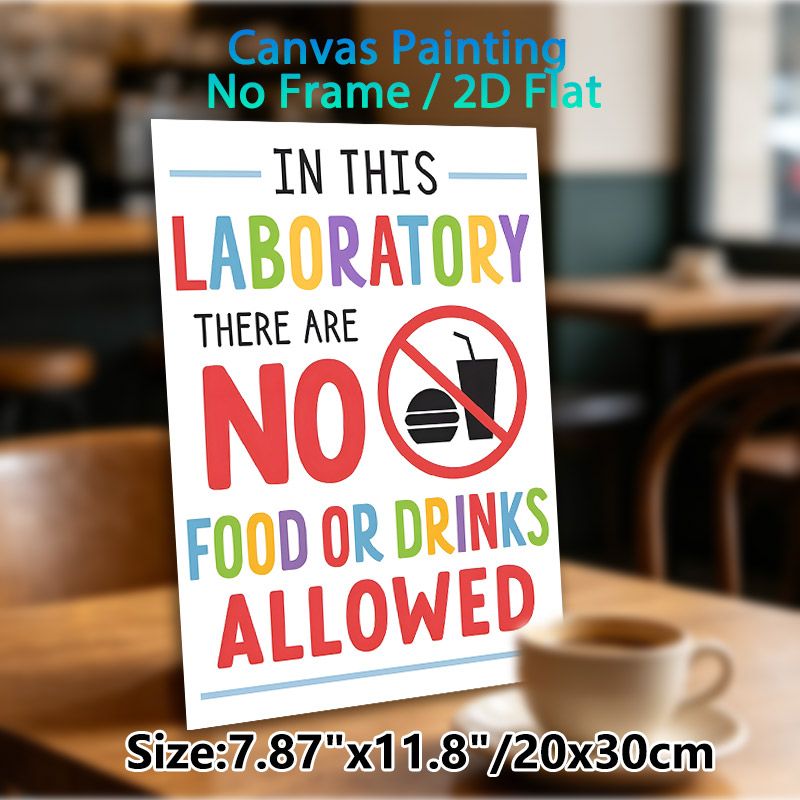 Lab No Food Or Drinks Themed Painting Poster, Vibrant Colorful Typographic & Warning Symbol Poster, Clear Rule Reminder Suitable For Laboratory_maomaolike.com