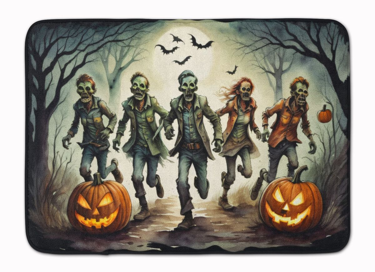 Zombies Spooky Halloween Memory Foam Kitchen Mat Machine Washable Anti-Fatigue Mat Cushion Comfort Bath Mat Or Kitchen Rug_maomaolike.com