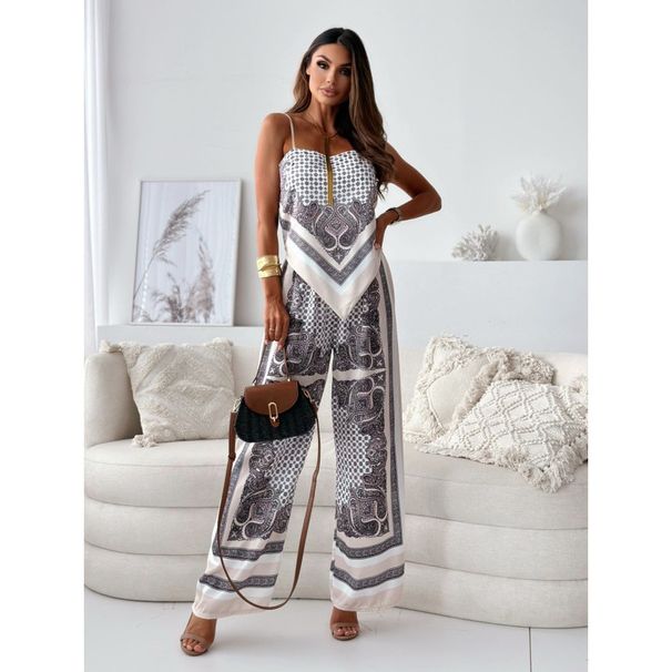 Women's clothing new fashion printed suspenders chest wrap + positioning flower pants suit_maomaolike.com