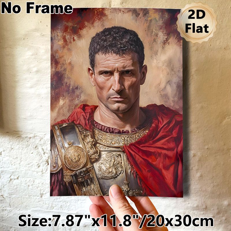 Roman Military Leader Portrait Painting Poster, Realistic Rich-toned Historical Figure Poster, Sophisticated Historical Decor Ideal For Home, Office_maomaolike.com