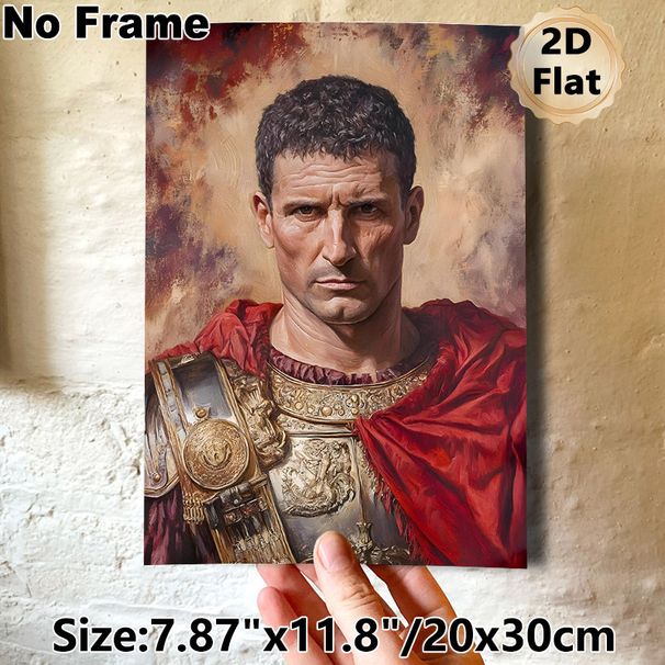Roman Military Leader Portrait Painting Poster, Realistic Rich-toned Historical Figure Poster, Sophisticated Historical Decor Ideal For Home, Office_maomaolike.com