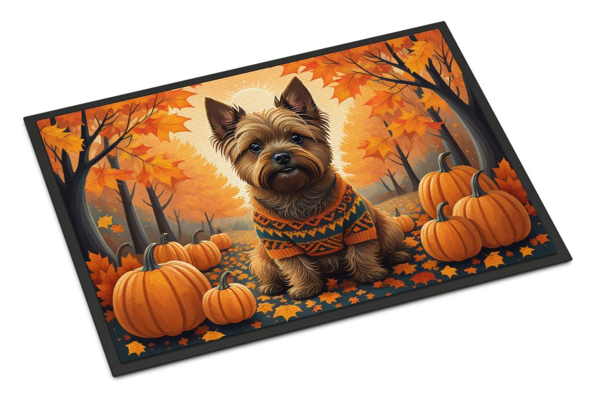 Cairn Terrier Fall Doormat Front Door Mat Indoor Outdoor Rugs For Entryway, Non Slip Washable Low Pile, 24H X 36W_maomaolike.com