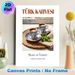 Turkish Coffee Themed Painting Poster, Warm Rustic Blue & White Porcelain Coffee Cups Poster, Showcases Authentic Turkish Drink Culture, Ideal For_maomaolike.com