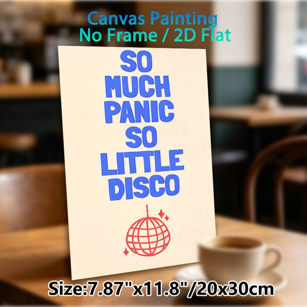 Disco Themed Slogan Painting Poster, Minimalist Blue Typography & Red Disco Ball Poster, Playful Retro Wall Decor Ideal For Living Room, Entertainment_maomaolike.com