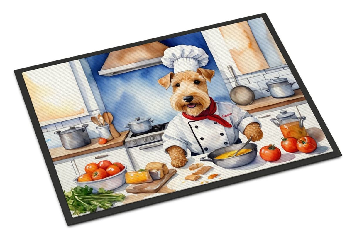 Lakeland Terrier The Chef Doormat Front Door Mat Indoor Outdoor Rugs For Entryway, Non Slip Washable Low Pile, 24H X 36W_maomaolike.com