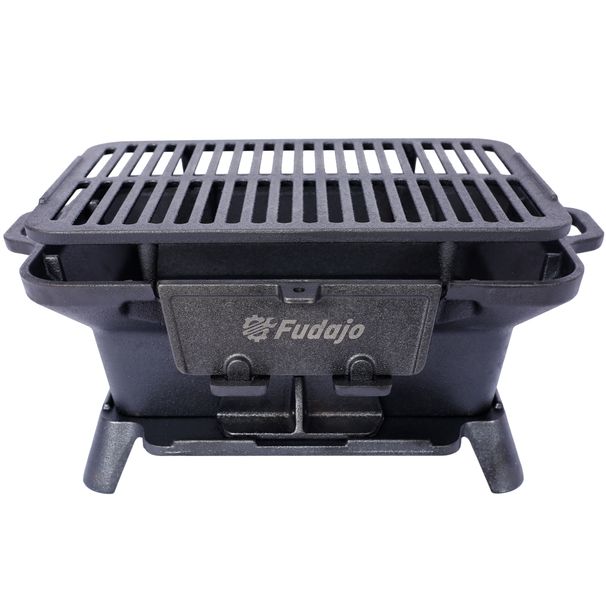 Oval Cast Iron Grill Outdoor, Portable Charcoal Grill And Tabletop Cast Iron Skillet - 100% Cast Iron, Enameled, Durable, Small Charcoal Grill, Camping Stove, Hibachi Grill_maomaolike.com