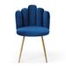 Modern Velvet Dining Chairs Set Of 2, Upholstered Woven Dining Chair With Golden Metal Legs, Upholstered Dining Chairs For Dining Room, Kitchen, Vanity, Living Room BLUE_maomaolike.com