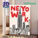 New York City Skyline Painting Poster, Bold Red Lettering & Hand-drawn Line Art Poster, Chic Urban Decor Ideal For Living Room, Office, Bedroom_maomaolike.com