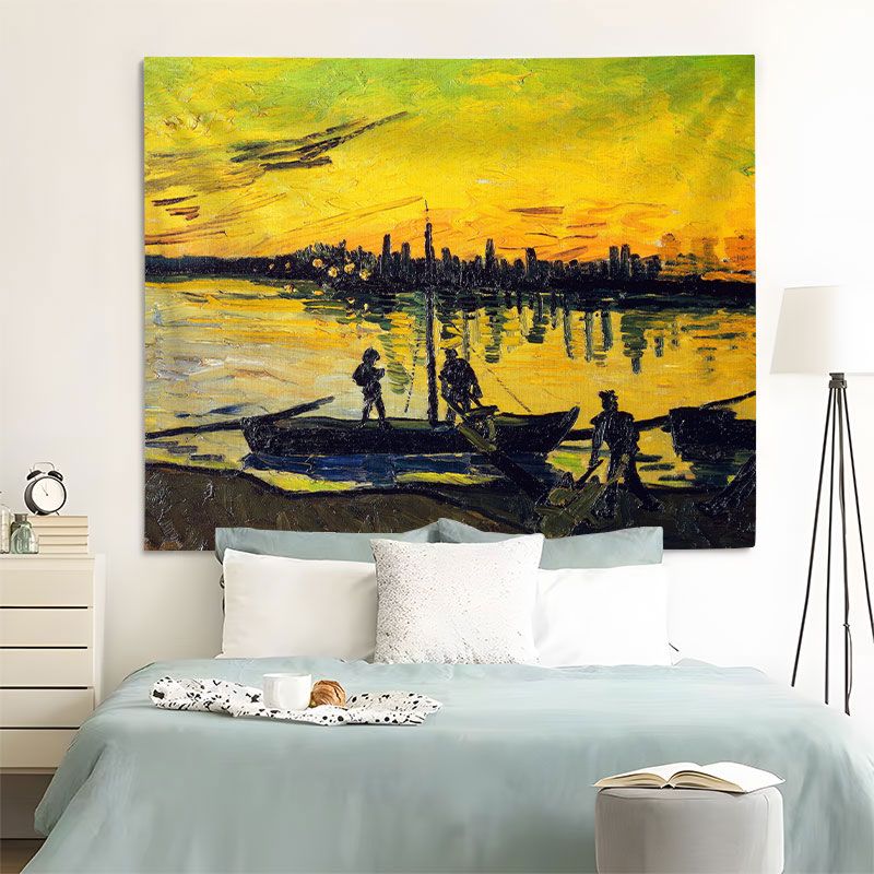Van Gogh Oil Hanging Background Wall Room Dormitory Layout Bedroom Bedside Decorative Cloth Art Painting_maomaolike.com