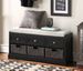 Homes Collection Wood Storage Bench With 3 Drawers And 3 Baskets_maomaolike.com