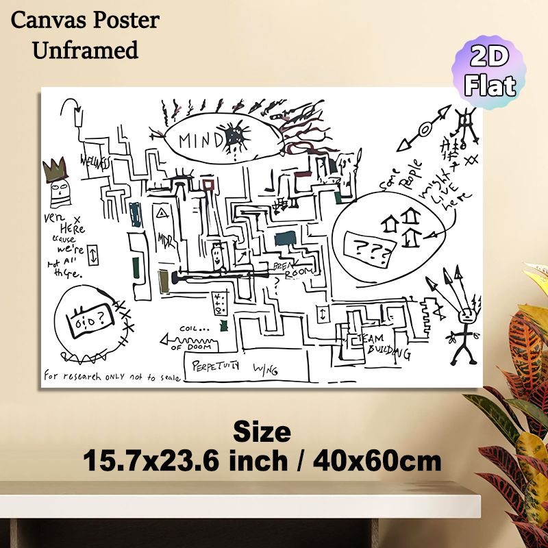 Abstract Mind Maze Painting Poster, Hand-drawn Graffiti-style Office-themed Map Poster, Unique Artistic Design Ideal For Home Office, Study Area_maomaolike.com