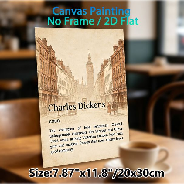 Charles Dickens Themed Painting Poster, Vintage Victorian London Street & Literary Text Poster, Thoughtful Literary Decor Ideal For Home Study_maomaolike.com