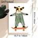 Skateboarding Cow Painting Poster, Cute Cartoon Style Poster, Whimsical Design Featuring Cow In Striped Overalls With Sunglasses On Skateboard, Ideal_maomaolike.com