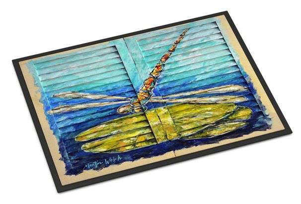 Blue Eyed Dragonfly Doormat Front Door Mat Indoor Outdoor Rugs For Entryway, Non Slip Washable Low Pile, 24H X 36W_maomaolike.com