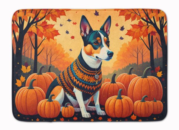 Basenji Fall Memory Foam Kitchen Mat Machine Washable Anti-Fatigue Mat Cushion Comfort Bath Mat Or Kitchen Rug_maomaolike.com